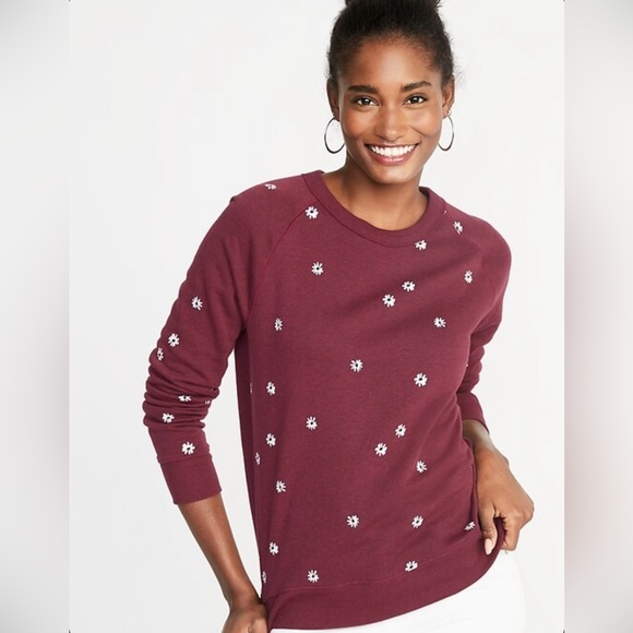Old Navy Tops - Old Navy Relaxed French Terry Sweatshirt Daisy Graphic crewneck
